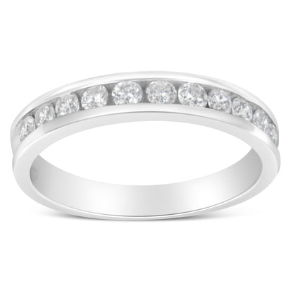 IGI Certified 1/2 Cttw Round Brilliant Cut Diamond 18K White Gold Channel Set Eternity Style Wedding Band Ring (H-I Color, I1-I2 Clarity) - Size 7 by Bids.com