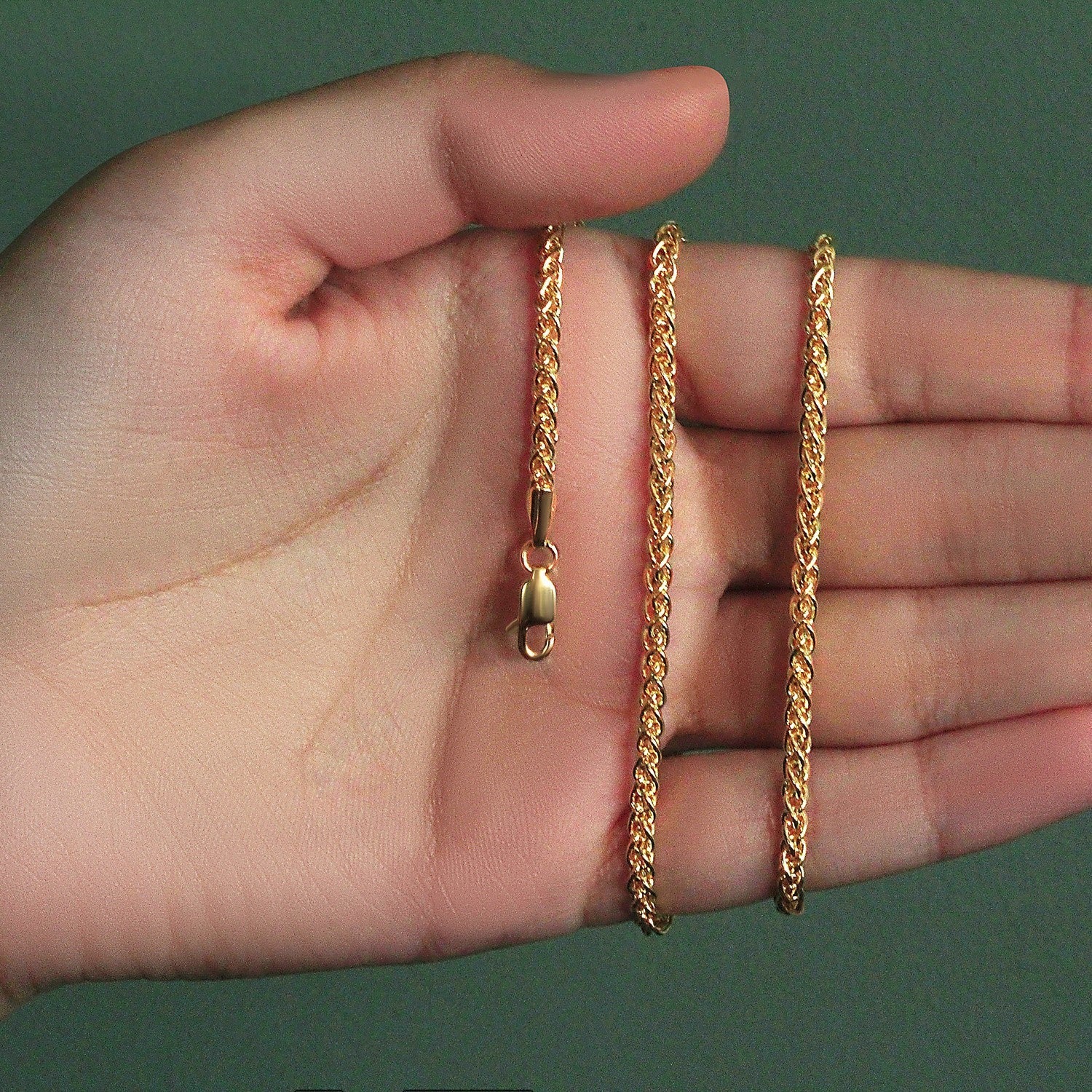 14k Yellow Gold 2.8mm Light Weight Wheat Chain by Bids.com