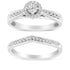 .925 Sterling Silver 1/3 Cttw Diamond Halo and Pave Shank Engagement Ring Set (I-J Color, I3 Clarity) - Ring Size 7 by Bids.com