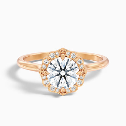 Nyla 2.5 Carat Round Halo Lab Grown Engagement Ring in 18k Yellow Gold