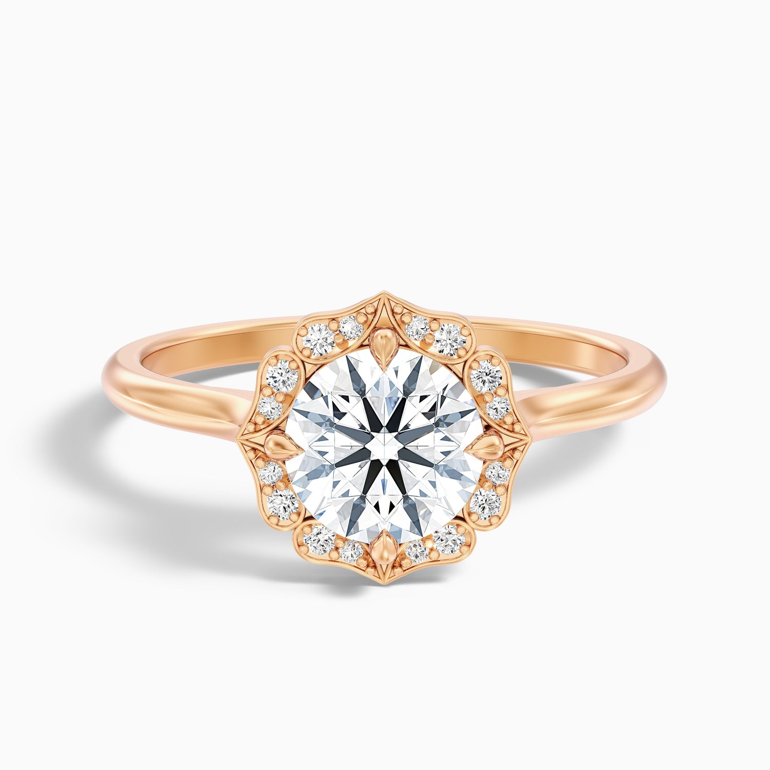 Nyla 2 Carat Round Halo Lab Grown Engagement Ring in Platinum