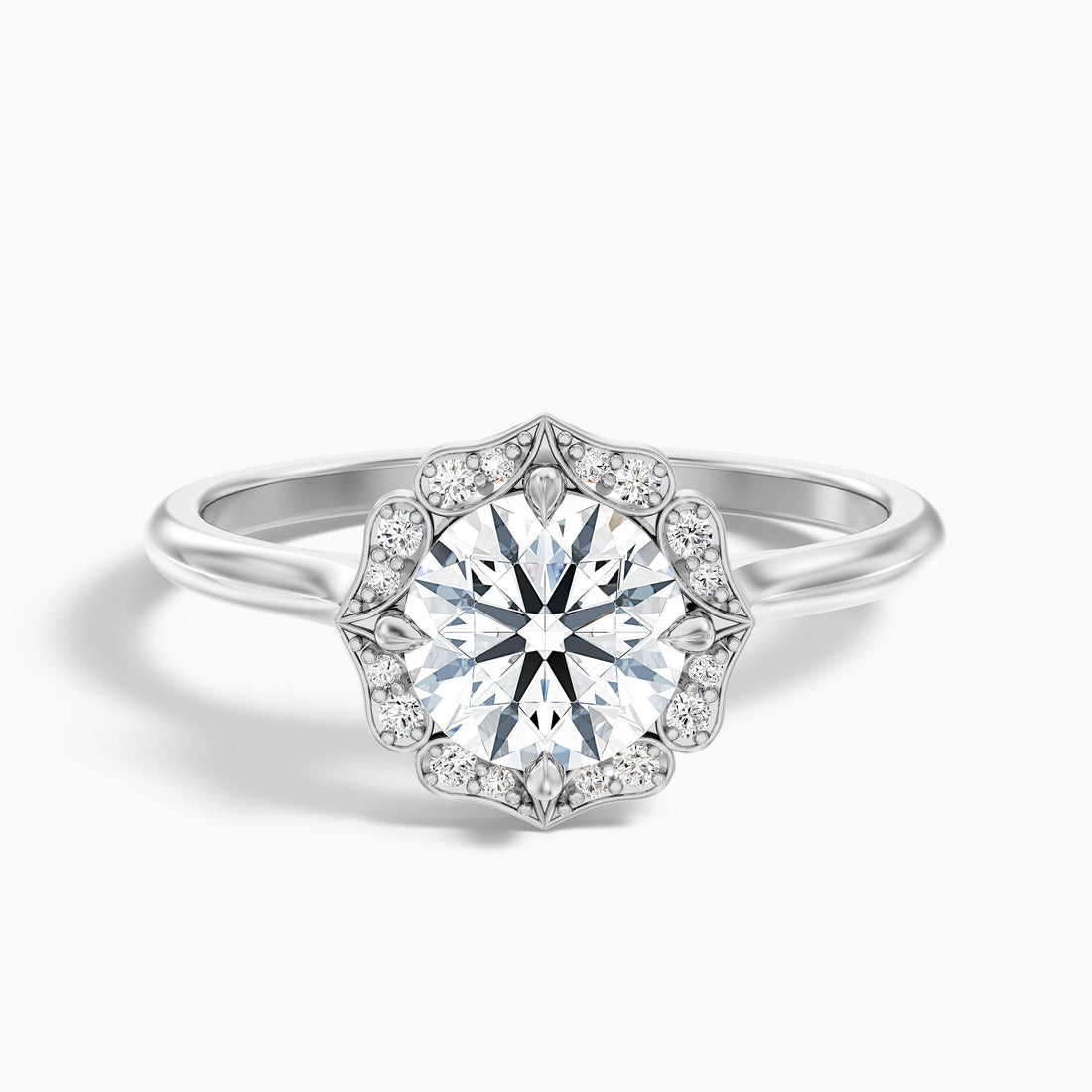 Nyla 4.5 Carat Round Halo Lab Grown Engagement Ring in 10k White Gold  DestGlow