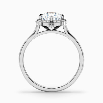 Ruby 5 Carat Round Halo Moissanite Diamond Ring in 14k Yellow Gold