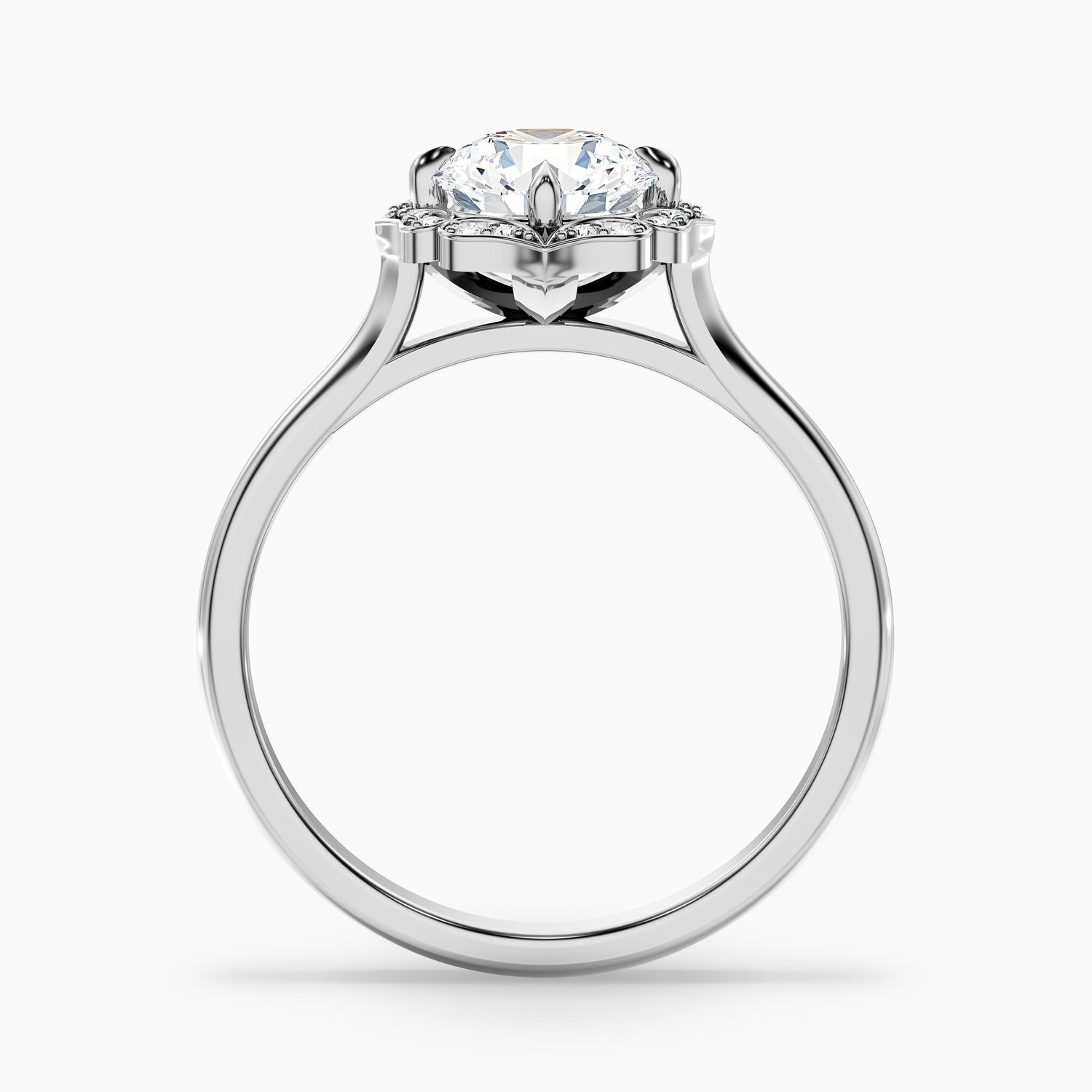 Ruby 5 Carat Round Halo Moissanite Diamond Ring in 10k Rose Gold