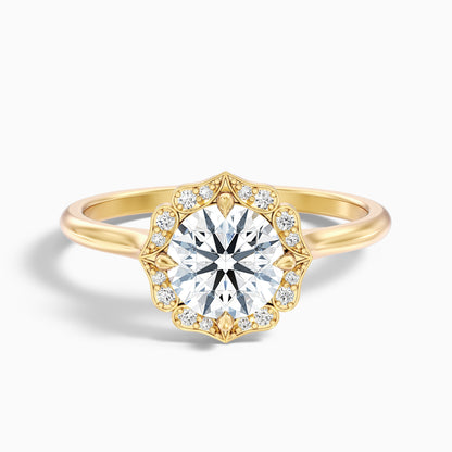 Ruby 5 Carat Round Halo Moissanite Diamond Ring in 14k White Gold