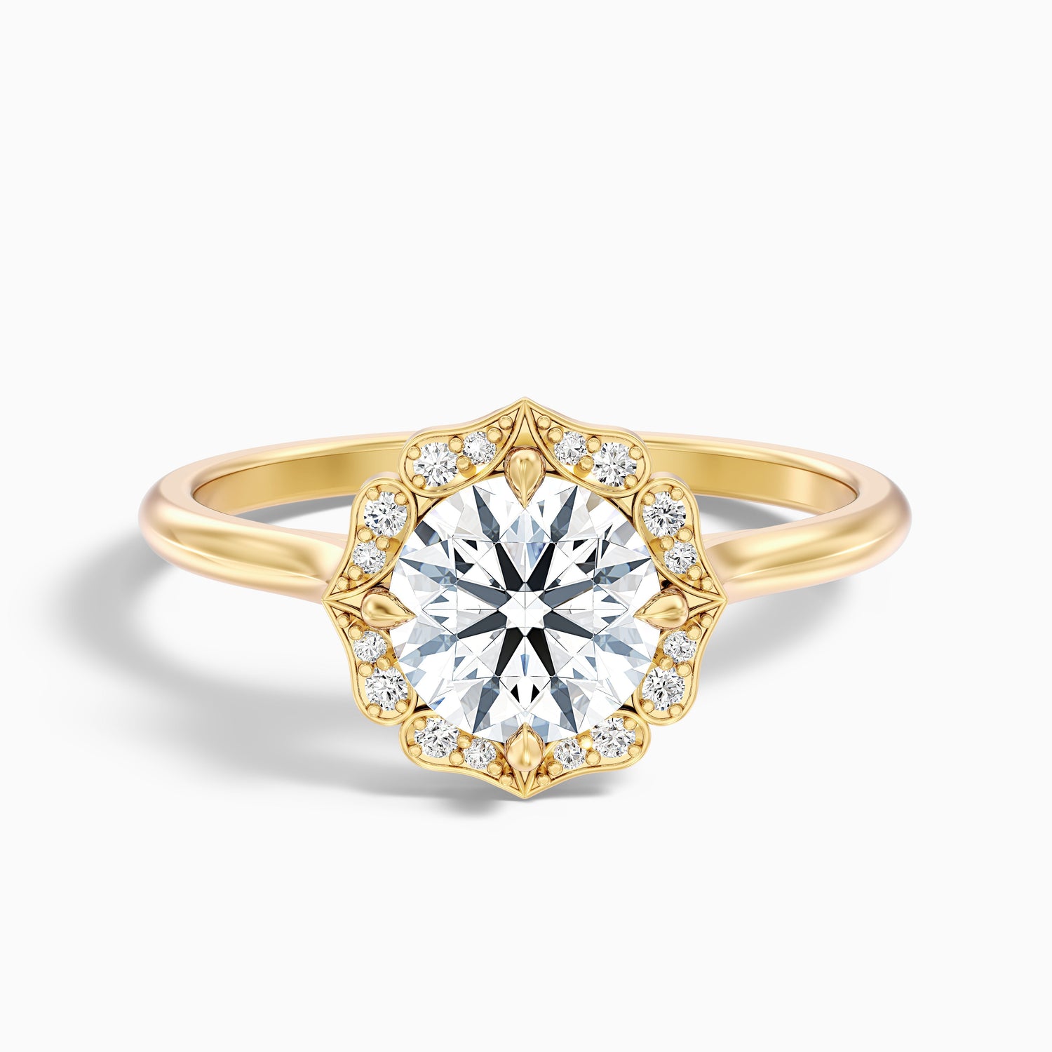 Nyla 3 Carat Round Halo Lab Grown Engagement Ring in 10k White Gold