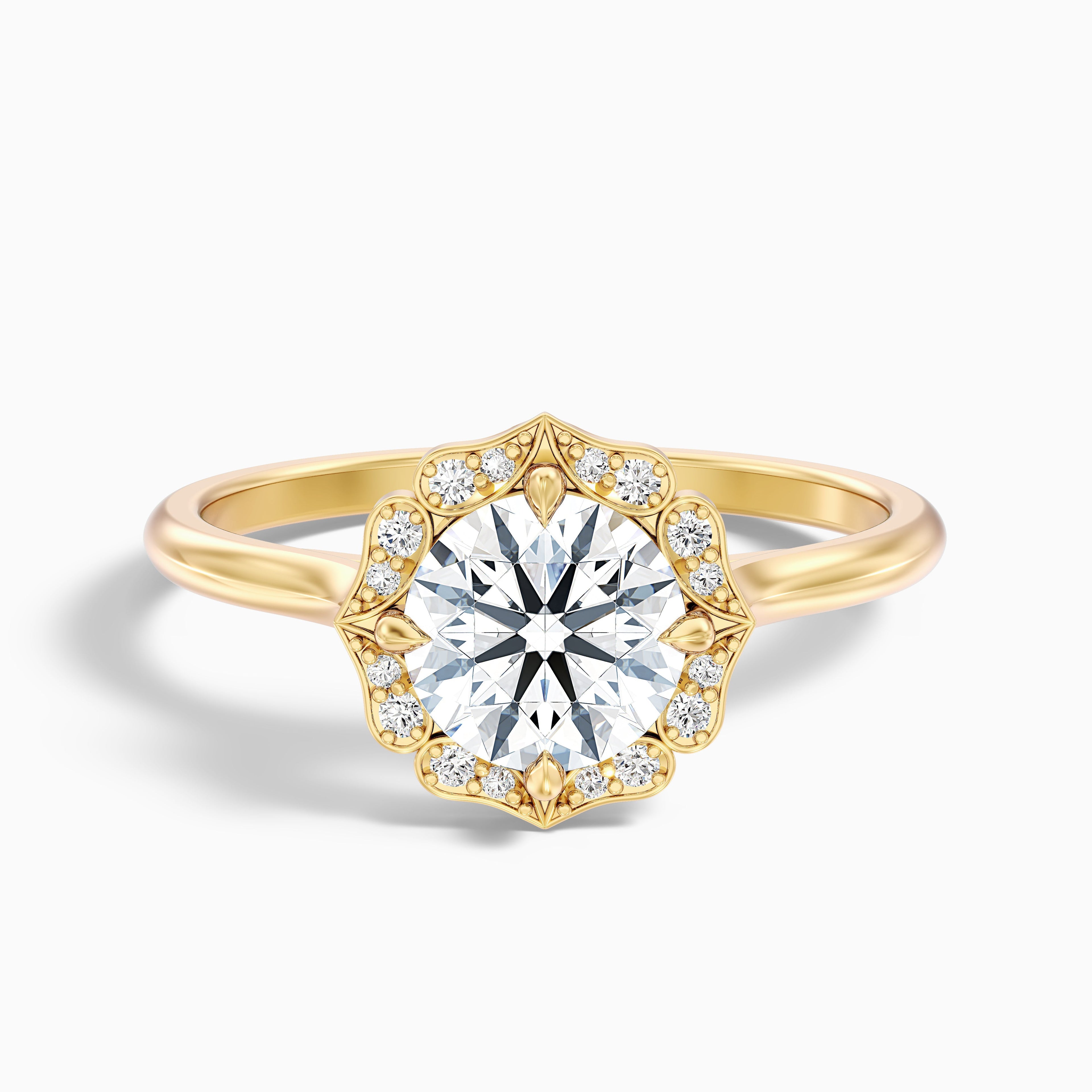 Nyla 4 Carat Round Halo Lab Grown Engagement Ring in 10k Yellow Gold