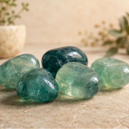 Green Fluorite Tumbled Crystals (Bring Balance and Clearing)  DestGlow