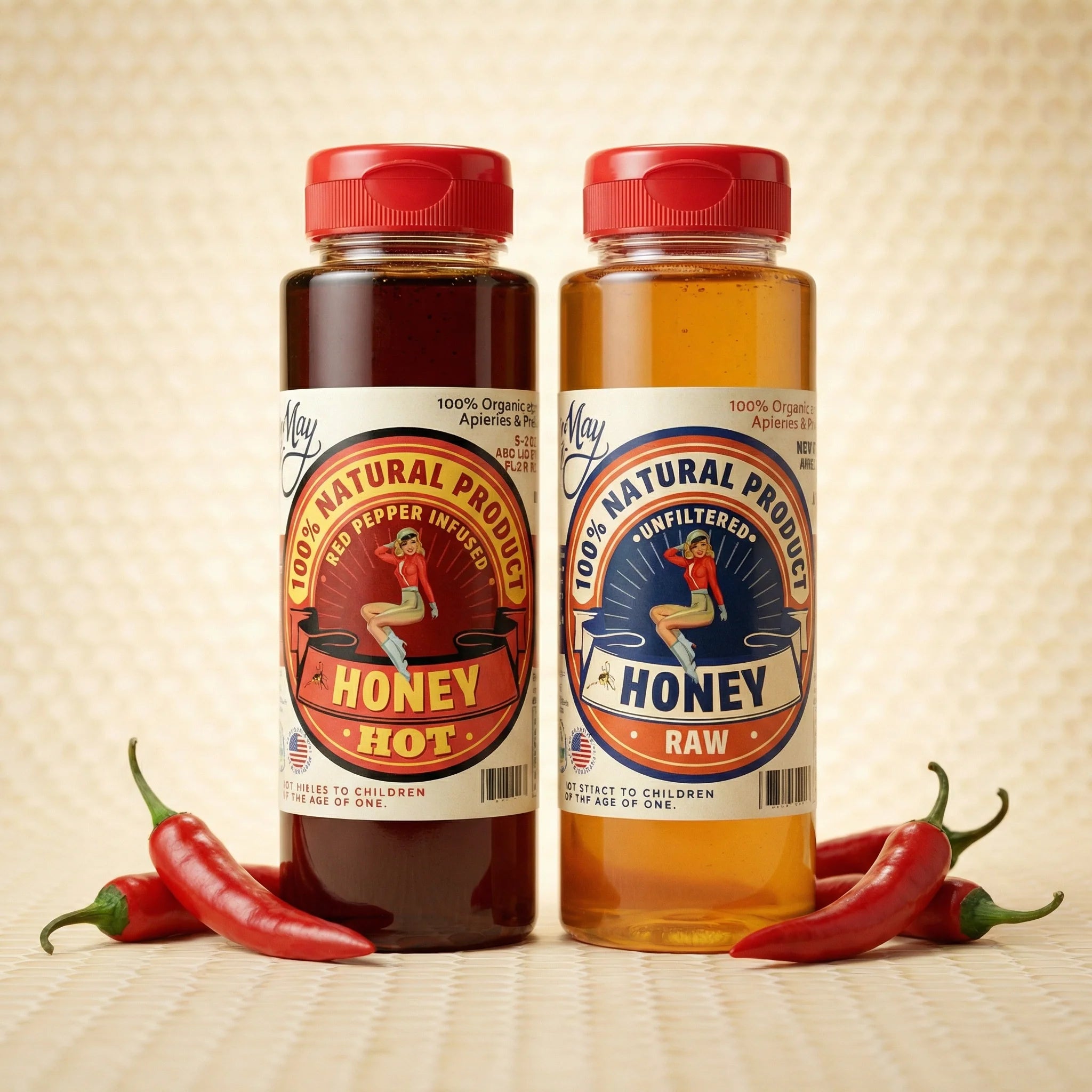 Raw Honey &amp; Hot Honey Duo - Sweet Heat 2-Pack Gift Set | Small Batch Farm Grown | Lady May by The Lady May