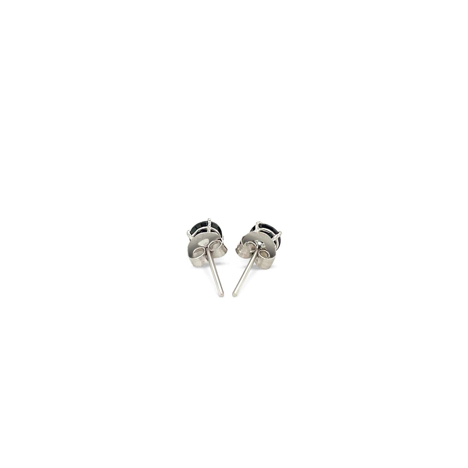 14k White Gold Stud Earrings with Black 4mm Cubic Zirconia by Bids.com
