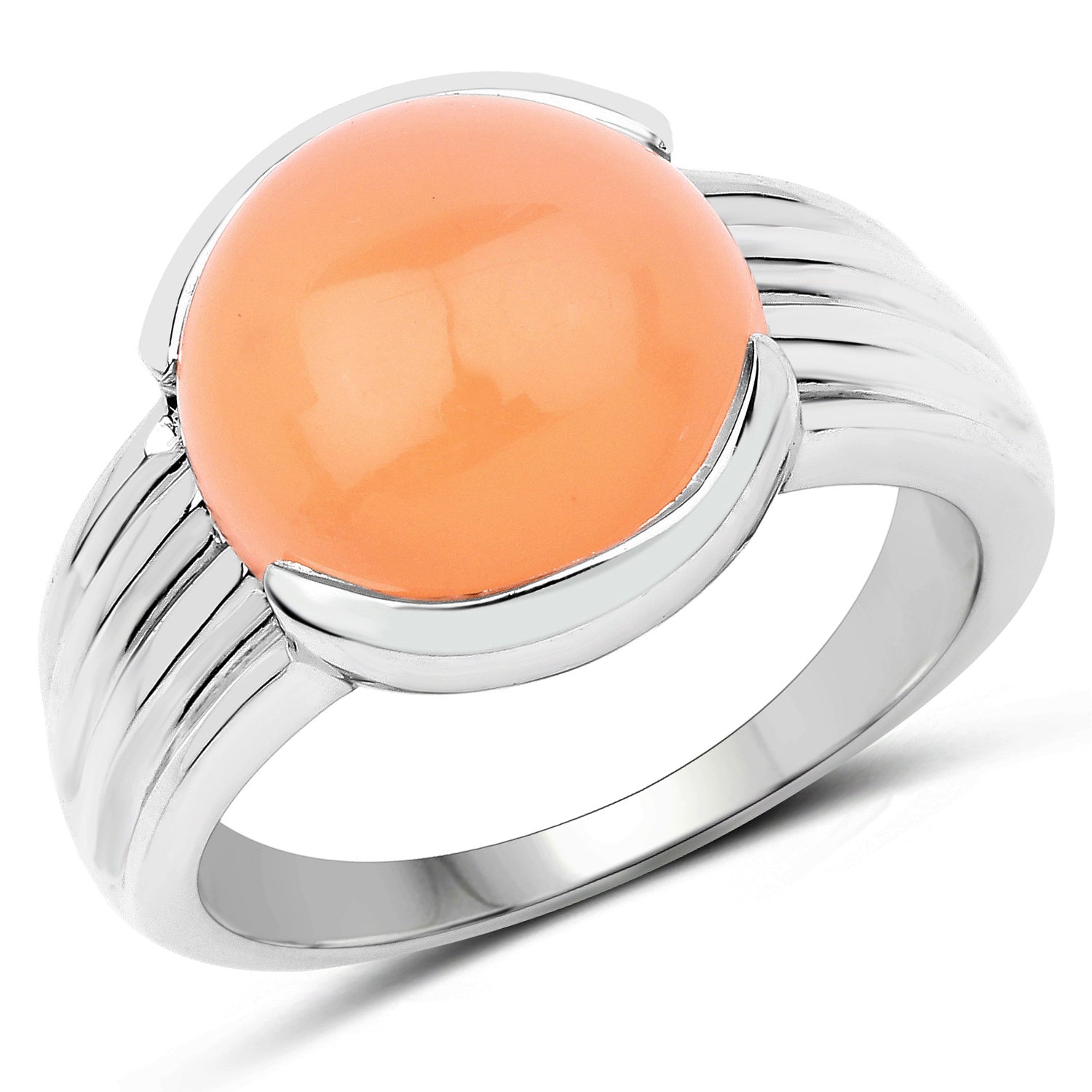 6.00 Carat Genuine Peach Moonstone .925 Sterling Silver Ring by Bids.com