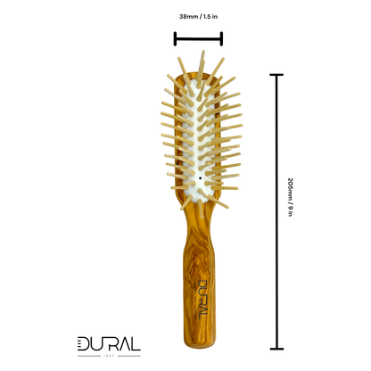 Dural Olive wood rubber cushion hair brush with long wooden pins by Pasteur Pharmacy