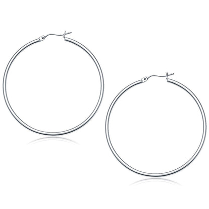 10k White Gold Polished Hoop Earrings (50 mm) by Bids.com
