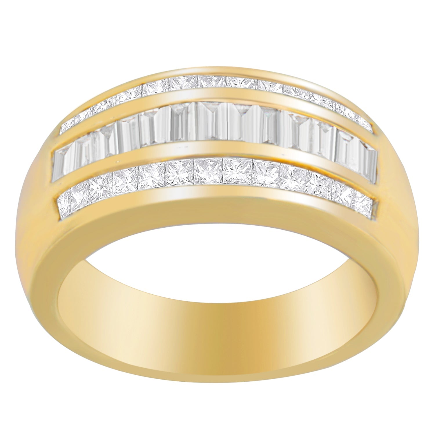 14K Yellow Gold 1ct. TDW Princess and Baguette-Cut Diamond Ring(H-I, SI1-SI2) by Bids.com