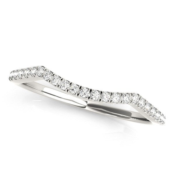 14k White Gold Diamond Pave Set Curved Wedding Band (1/8 cttw) by Bids.com