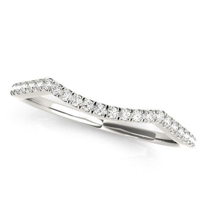 14k White Gold Diamond Pave Set Curved Wedding Band (1/8 cttw) by Bids.com