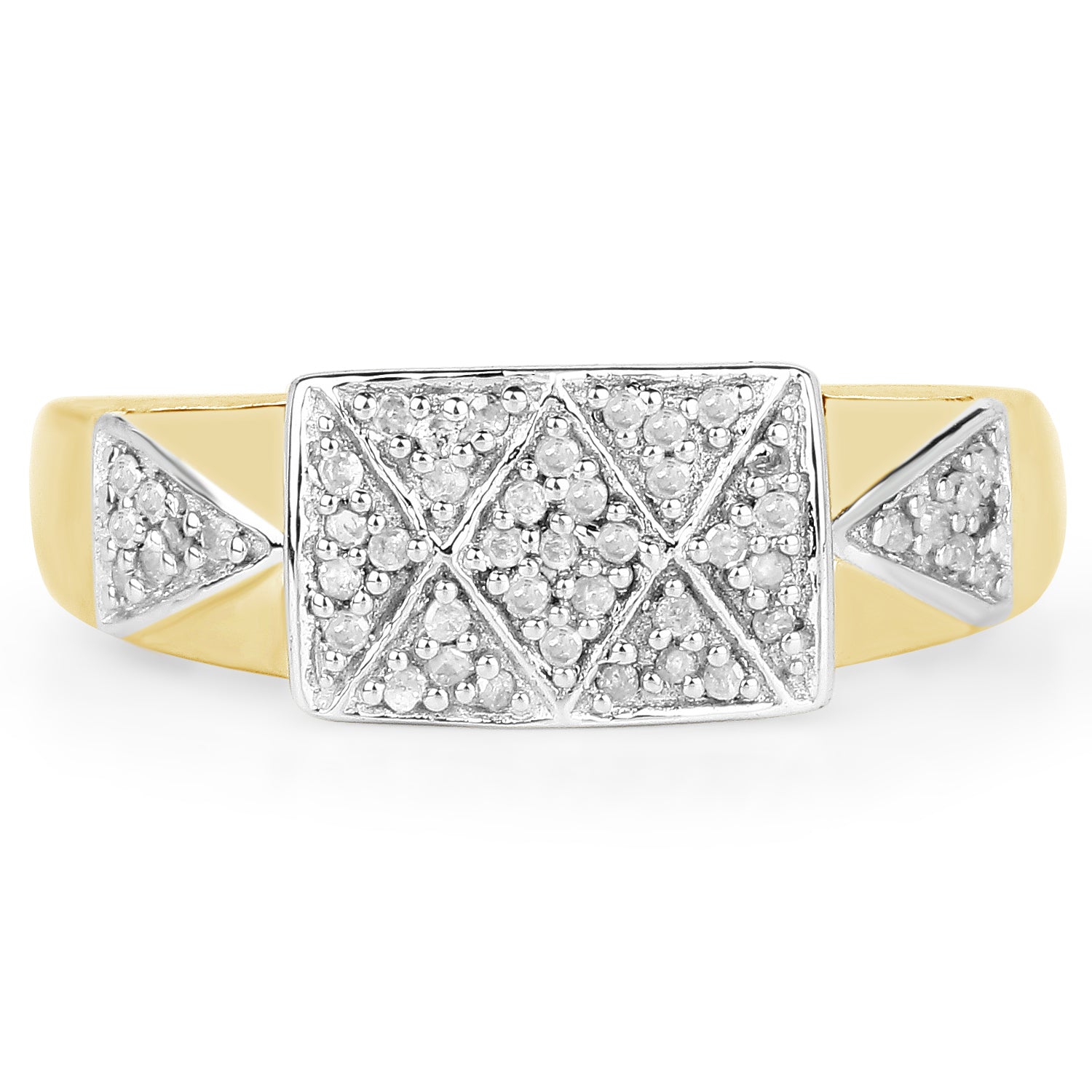 14K Yellow Gold Plated 0.21 Carat Genuine White Diamond .925 Sterling Silver Ring by Bids.com