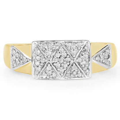 14K Yellow Gold Plated 0.21 Carat Genuine White Diamond .925 Sterling Silver Ring by Bids.com