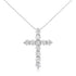 .925 Sterling Silver 1.0 Cttw Prong Set Round-Cut Diamond Cross 18" Pendant Necklace (I-J Color, I2-I3 Clarity)  DestGlow