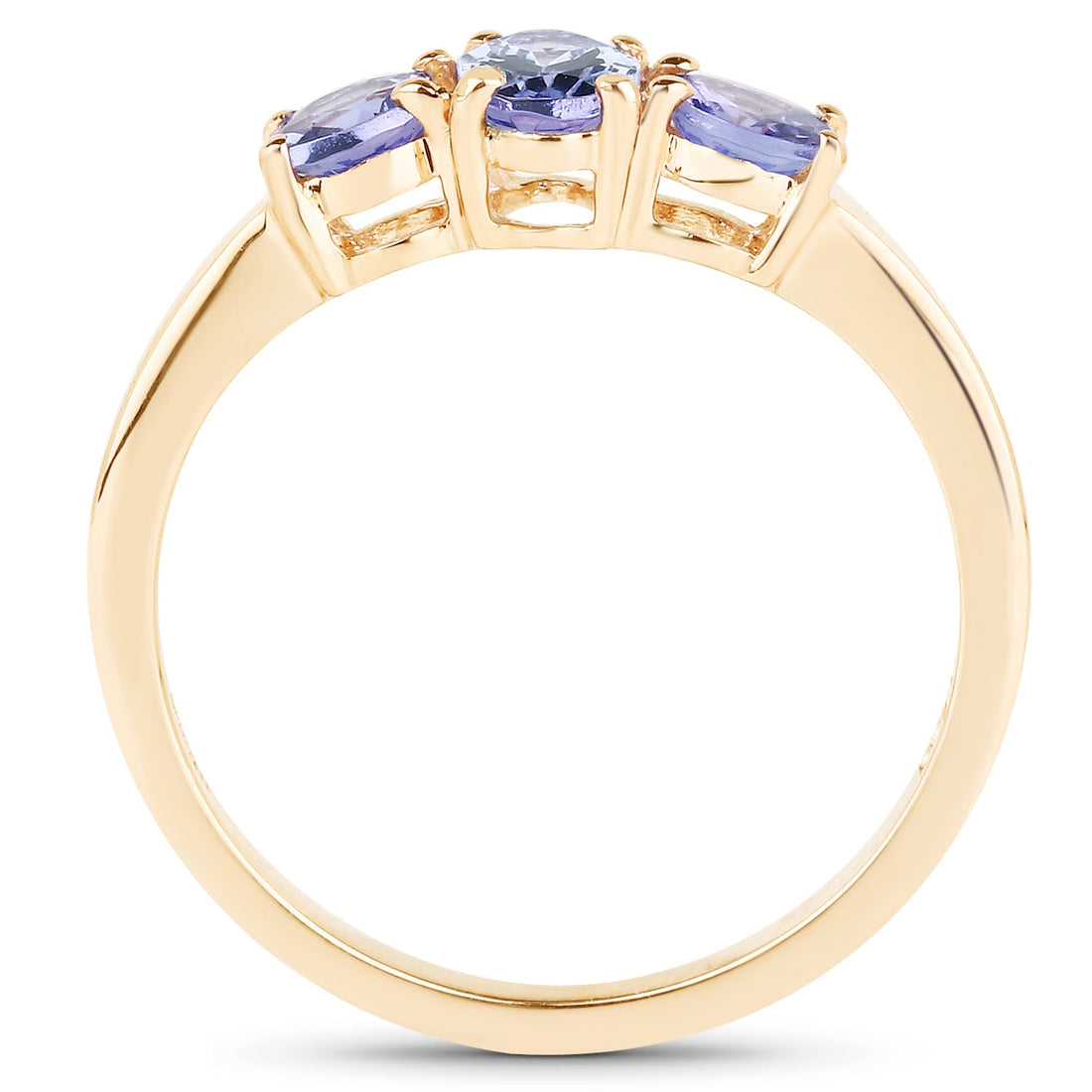 18K Yellow Gold Plated 0.90 Carat Genuine Tanzanite .925 Sterling Silver Ring by Bids.com