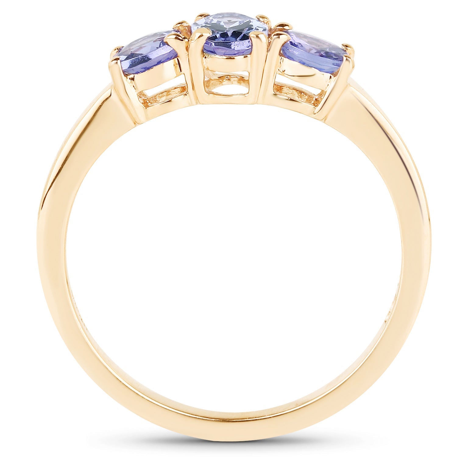 18K Yellow Gold Plated 0.90 Carat Genuine Tanzanite .925 Sterling Silver Ring by Bids.com