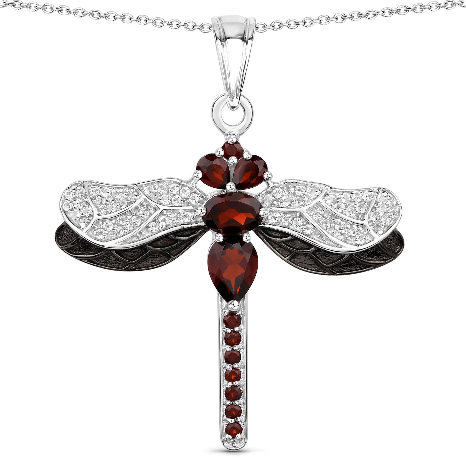 2.29 Carat Genuine Garnet and White Topaz .925 Sterling Silver Pendant by Bids.com