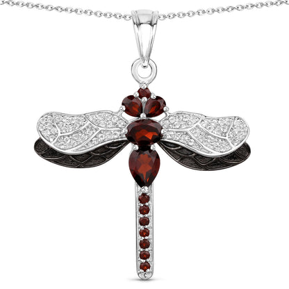 2.29 Carat Genuine Garnet and White Topaz .925 Sterling Silver Pendant by Bids.com