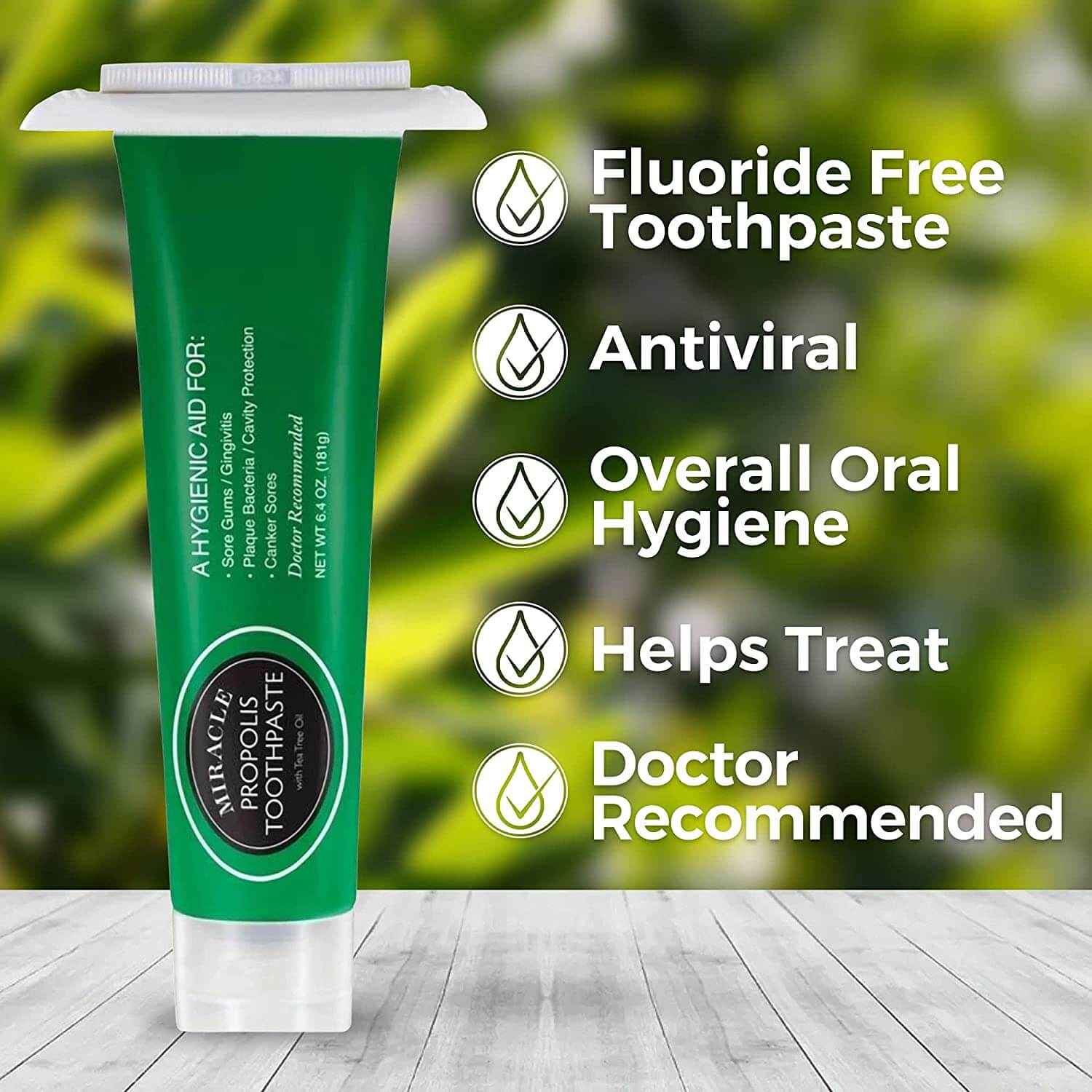 Miracle Propolis Toothpaste w/ Tea Tree Oil, Natural, No Fluoride FREE Shipping