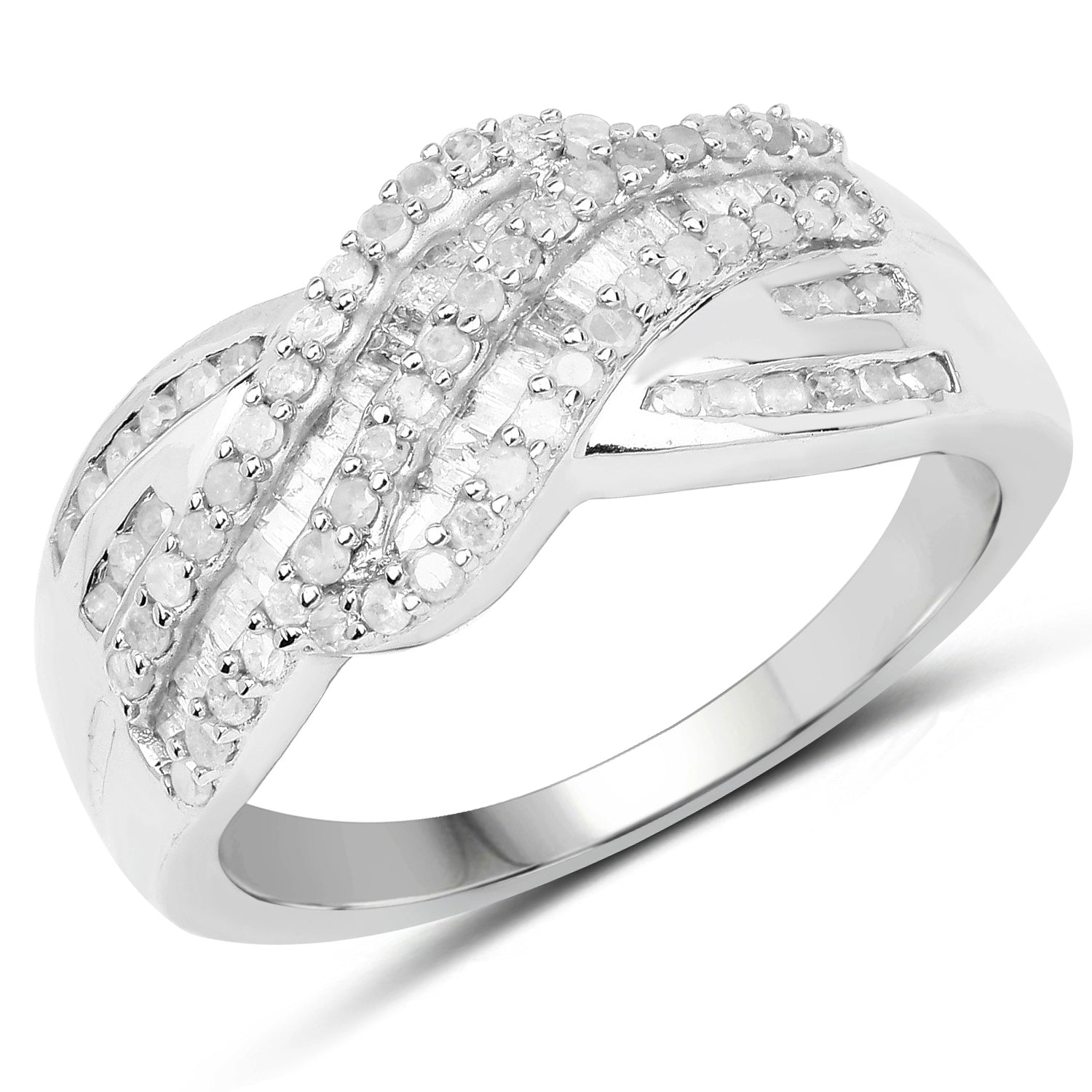 0.64 Carat Genuine White Diamond .925 Sterling Silver Ring by Bids.com