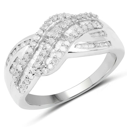 0.64 Carat Genuine White Diamond .925 Sterling Silver Ring by Bids.com