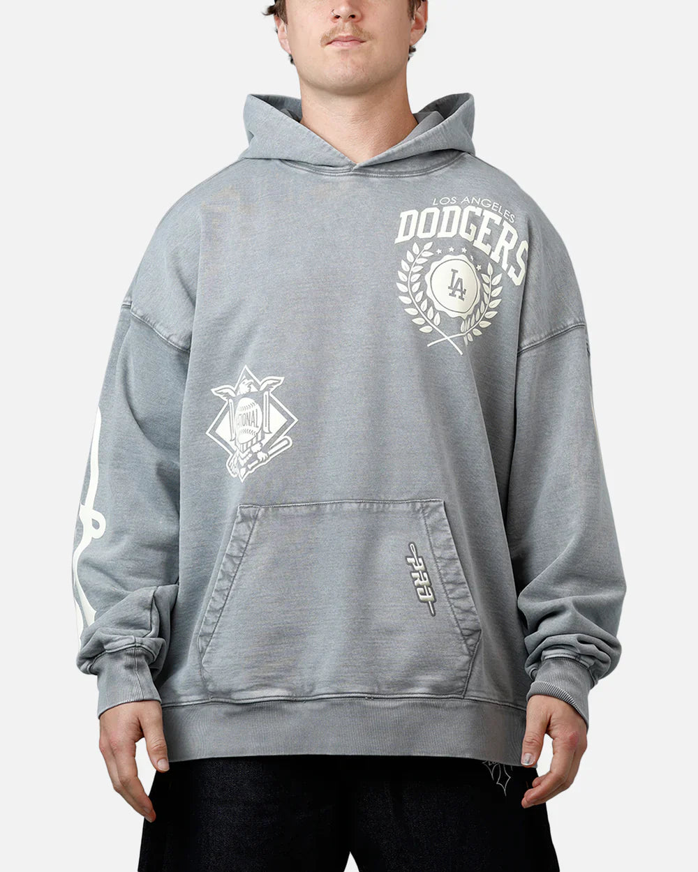 Pro Standard La Dodgers Street Team Hoodie - Washed Grey by Denim Exchange