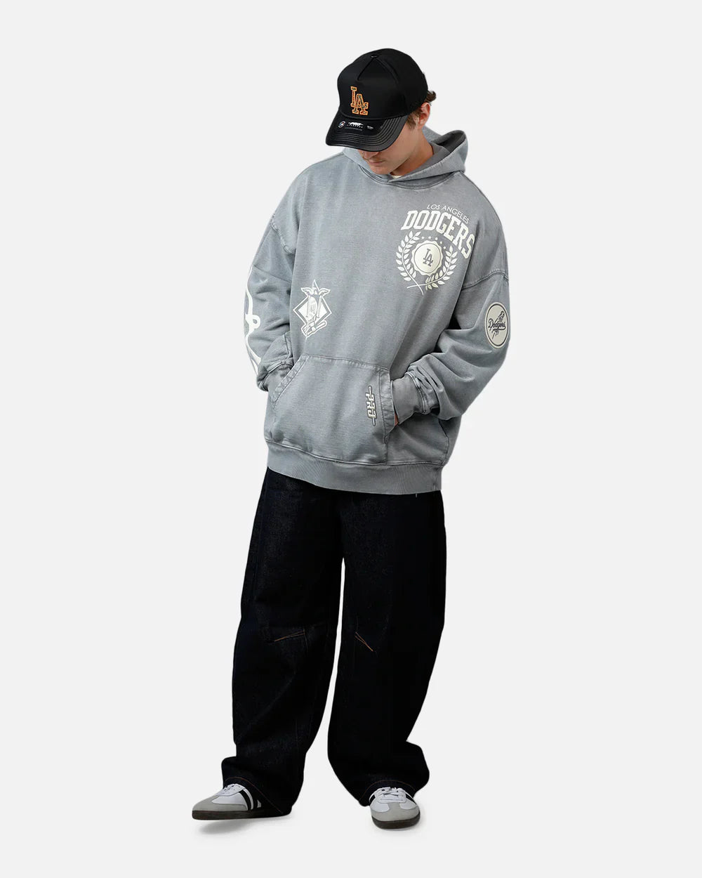 Pro Standard La Dodgers Street Team Hoodie - Washed Grey by Denim Exchange
