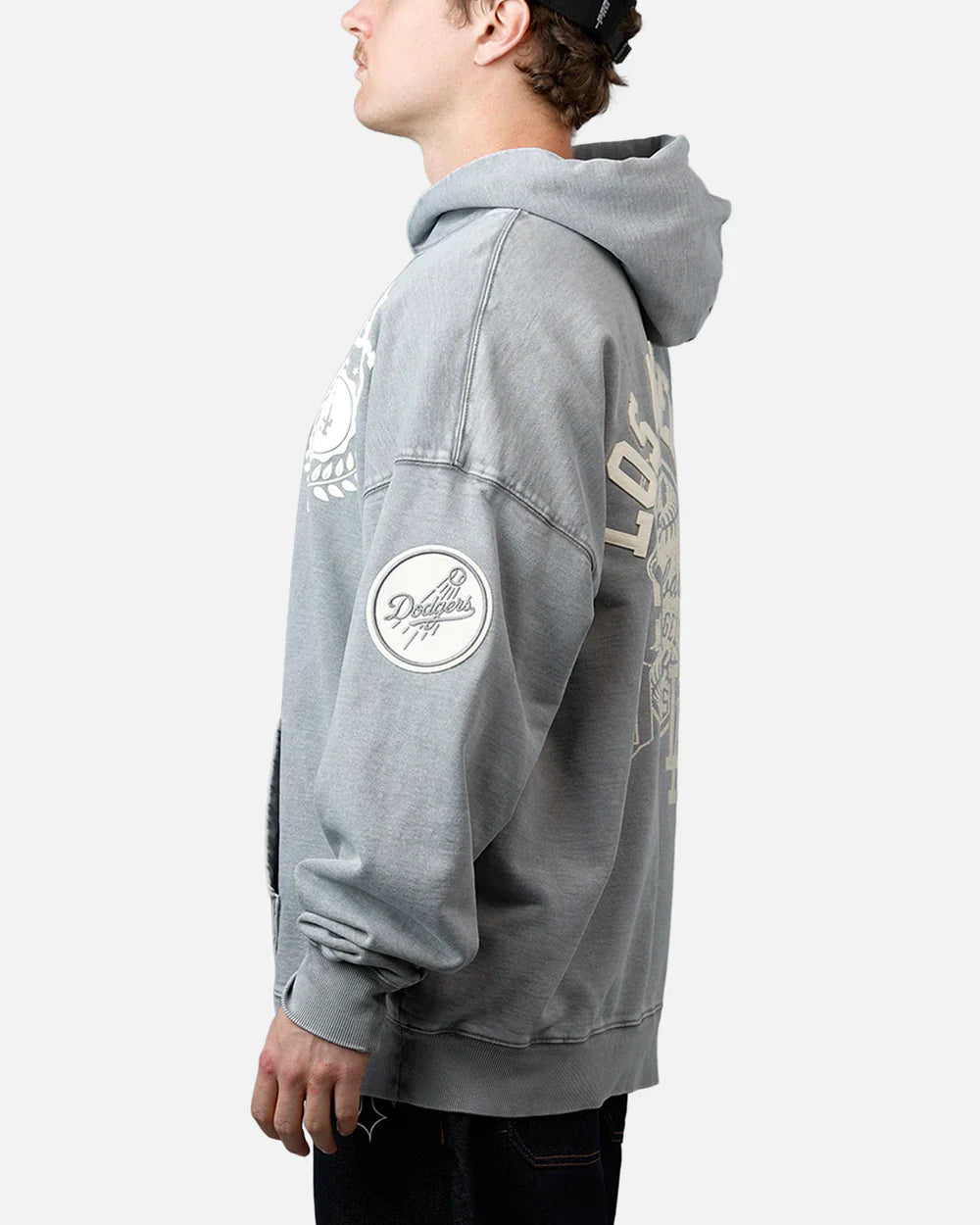 Pro Standard La Dodgers Street Team Hoodie - Washed Grey by Denim Exchange