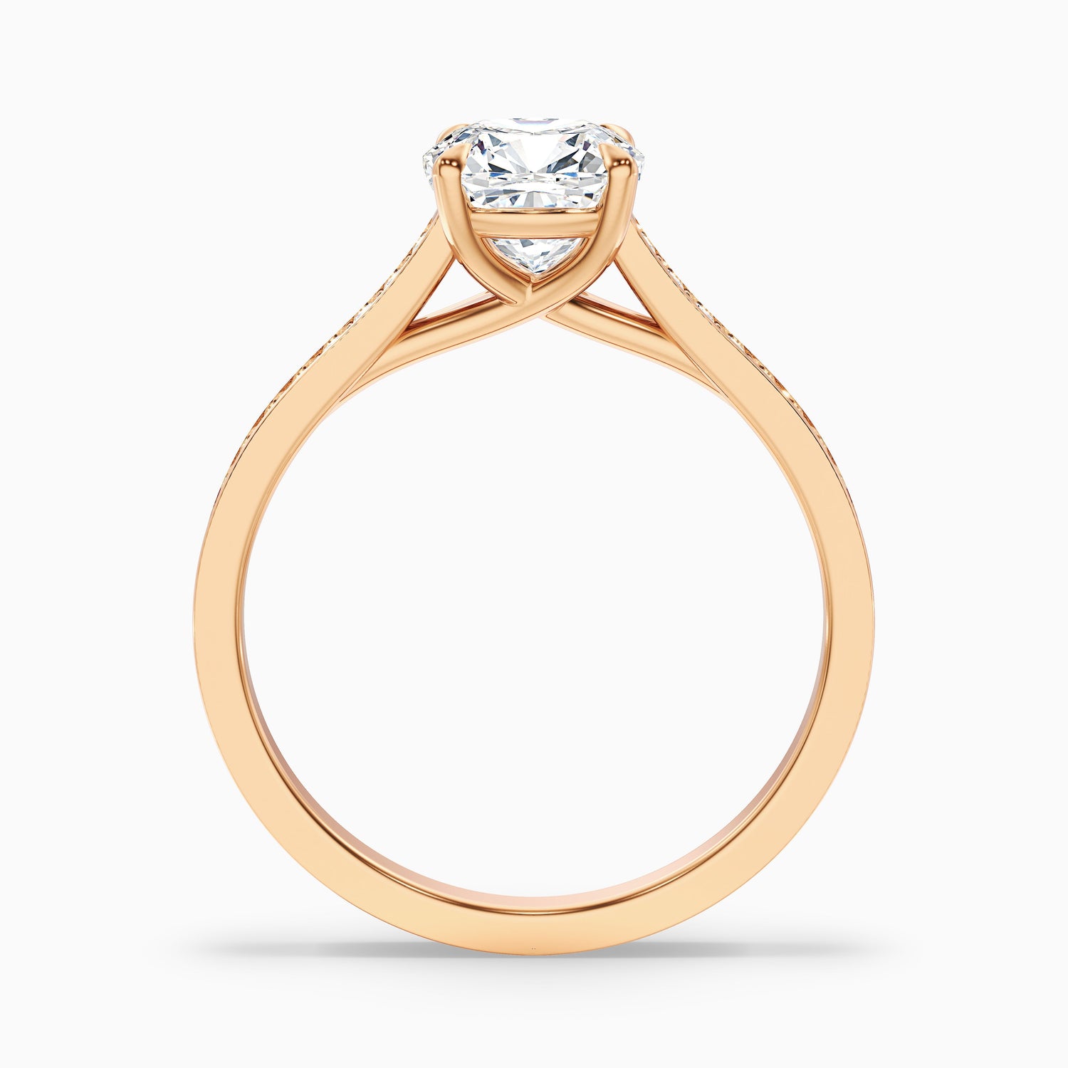 Siya 5 Carat Cushion Cut Side Stone Pave Lab Grown Engagement Ring in 10k White Gold