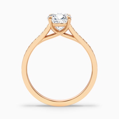 Siya 5 Carat Cushion Cut Side Stone Pave Lab Grown Engagement Ring in 10k White Gold