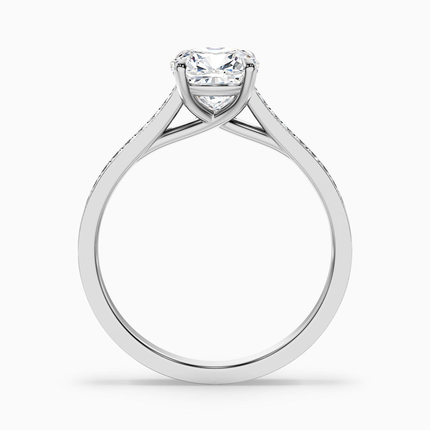 Siya 4.5 Carat Cushion Cut Side Stone Pave Lab Grown Engagement Ring in 18k Rose Gold