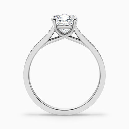 Nina 3.5 Carat Cushion Cut Side Stone Pave Moissanite Diamond Ring in Platinum