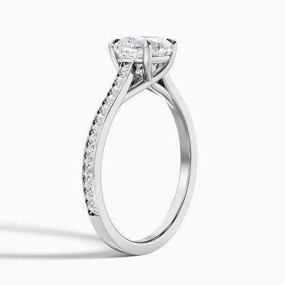 Siya 2 Carat Cushion Cut Side Stone Pave Lab Grown Engagement Ring in Platinum