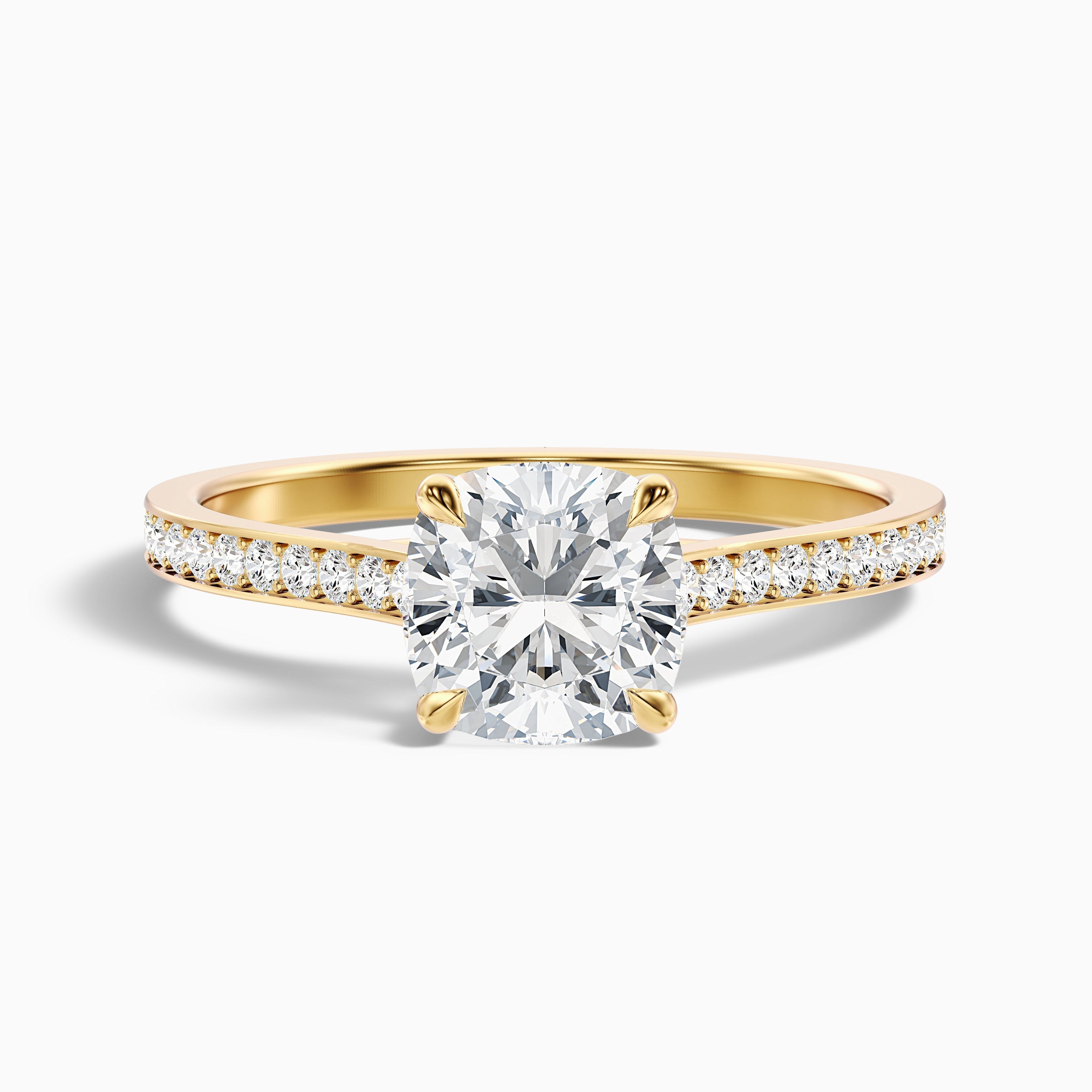 Siya 4.5 Carat Cushion Cut Side Stone Pave Lab Grown Engagement Ring in 925 Sterling Silver