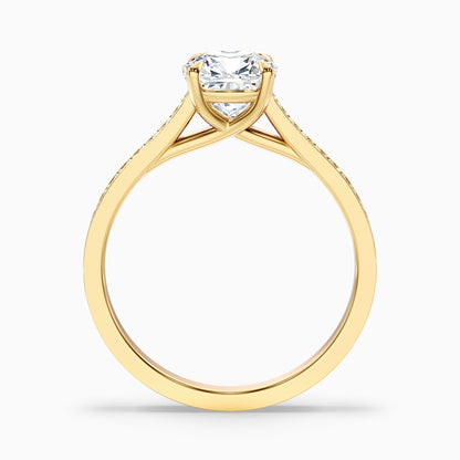 Nina 3.5 Carat Cushion Cut Side Stone Pave Moissanite Diamond Ring in 14k Rose Gold