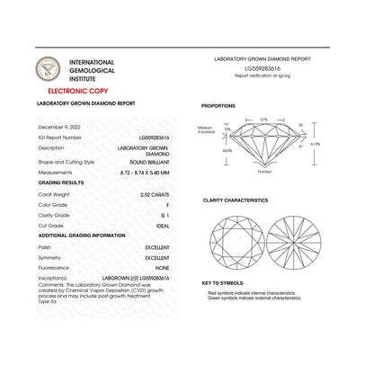 IGI Certified 14K White Gold 5.00 Cttw Round Brilliant-Cut Lab Grown Diamond Classic 4-Prong Stud Earrings with Screw Backs (F-G Color, SI1 Clarity) by Bids.com