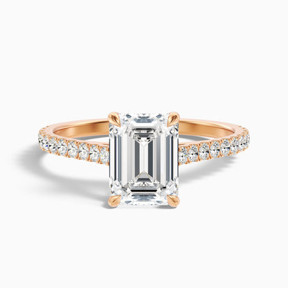 Macy 3.5 Carat Emerald Cut Side Stone Pave Moissanite Diamond Ring in Platinum