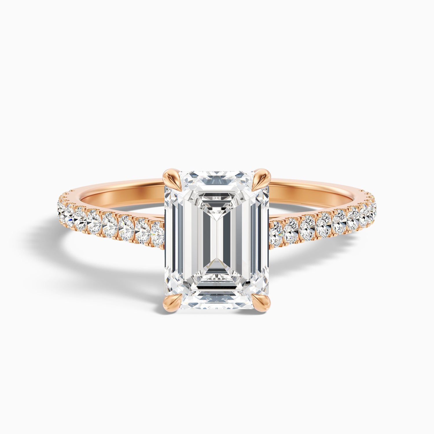 Kira 5 Carat Emerald Cut Side Stone Pave Lab Grown Engagement Ring in 925 Sterling Silver