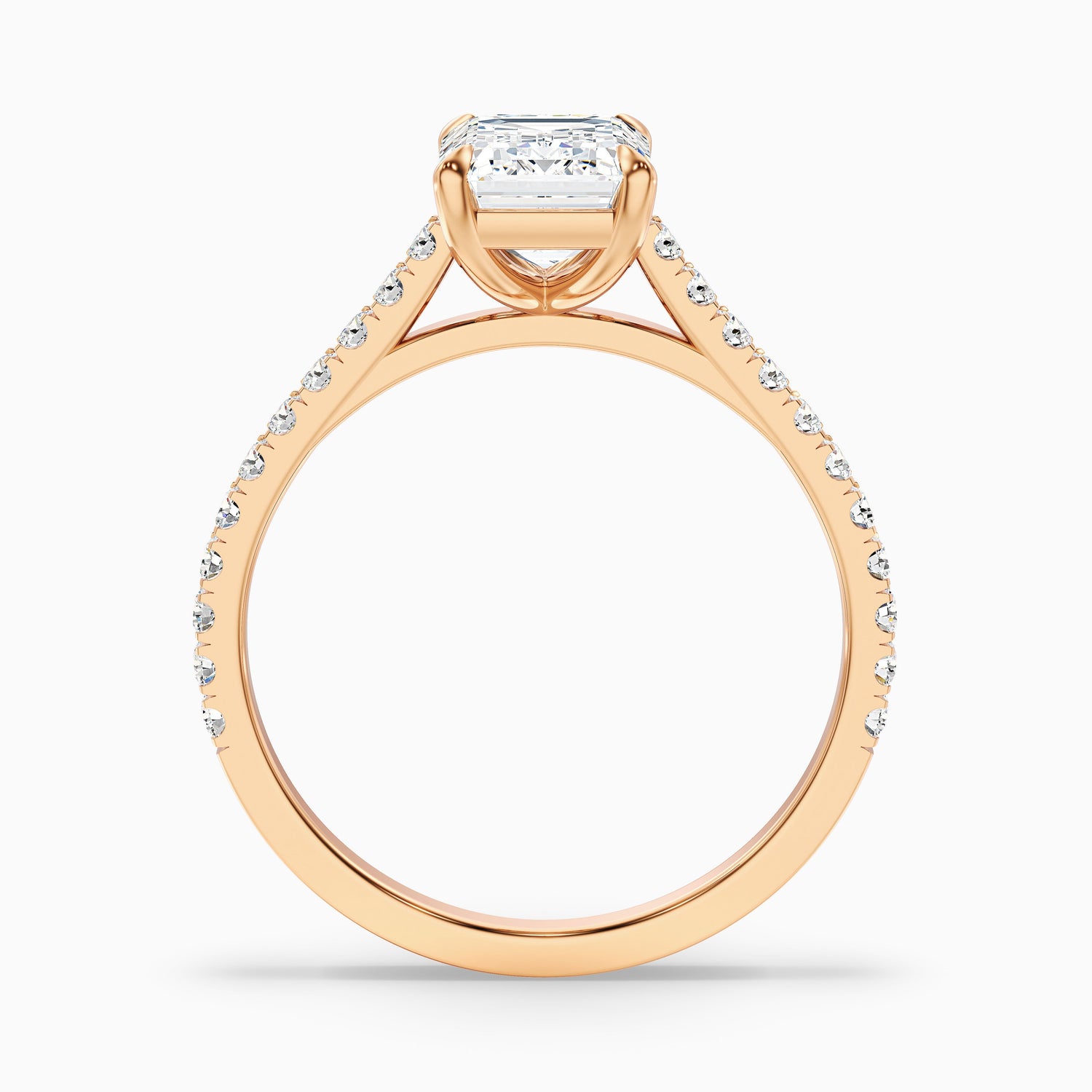 Kira 2 Carat Emerald Cut Side Stone Pave Lab Grown Engagement Ring in 10k White Gold