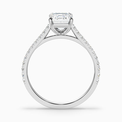 Kira 1.5 Carat Emerald Cut Side Stone Pave Lab Grown Engagement Ring in 14k Yellow Gold