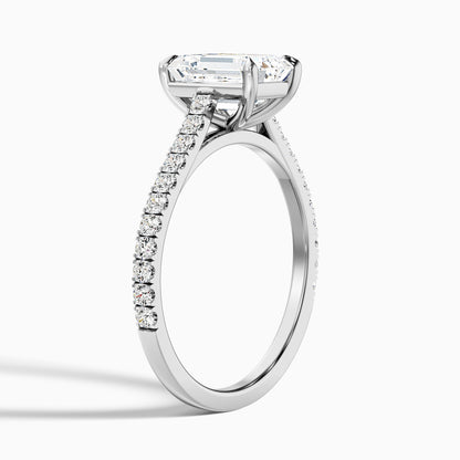 Kira 1.5 Carat Emerald Cut Side Stone Pave Lab Grown Engagement Ring in 14k Yellow Gold