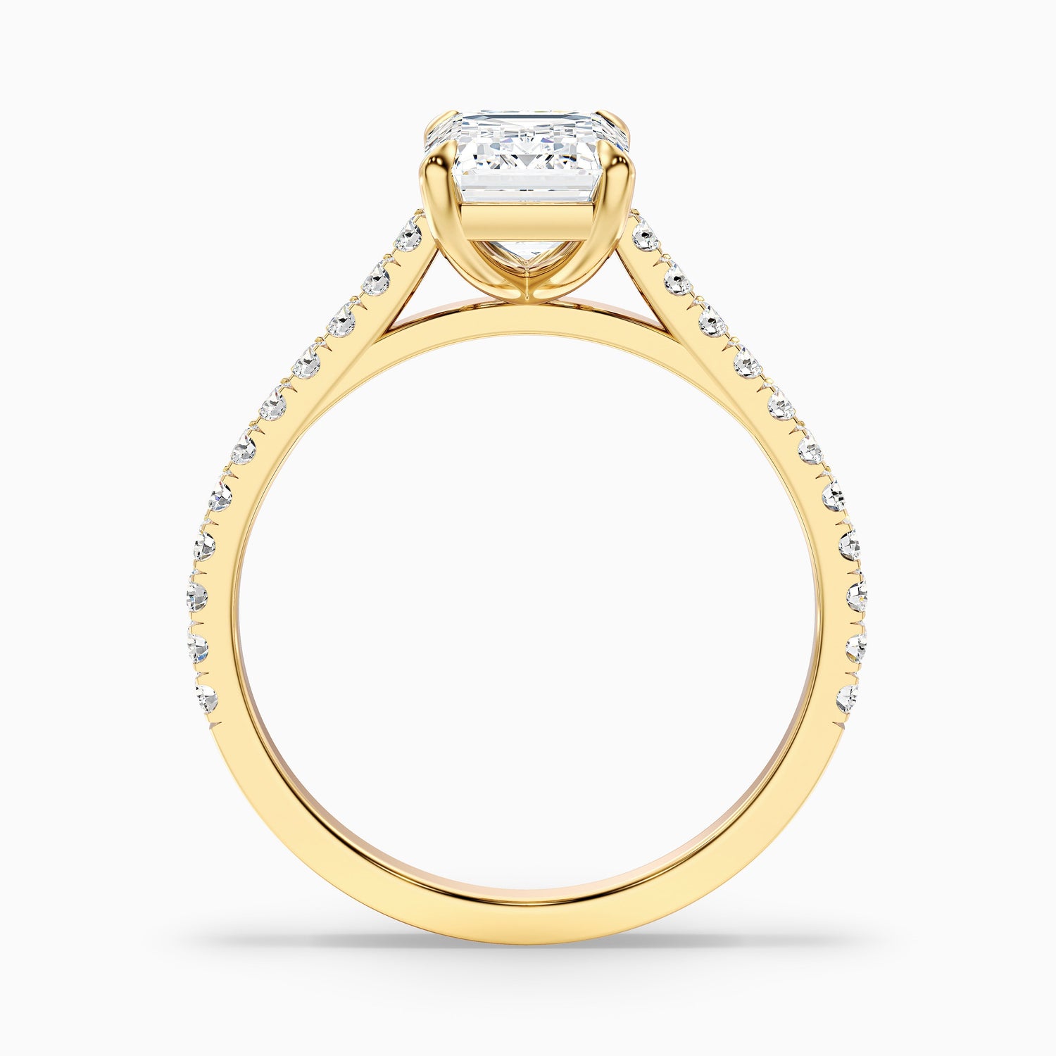 Kira 3 Carat Emerald Cut Side Stone Pave Lab Grown Engagement Ring in Platinum