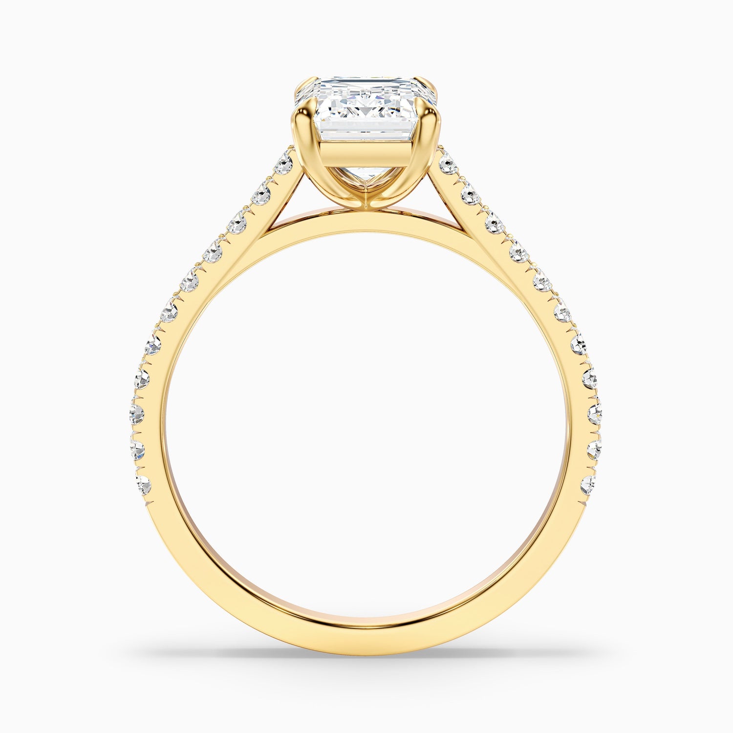 Macy 4.5 Carat Emerald Cut Side Stone Pave Moissanite Diamond Ring in Platinum