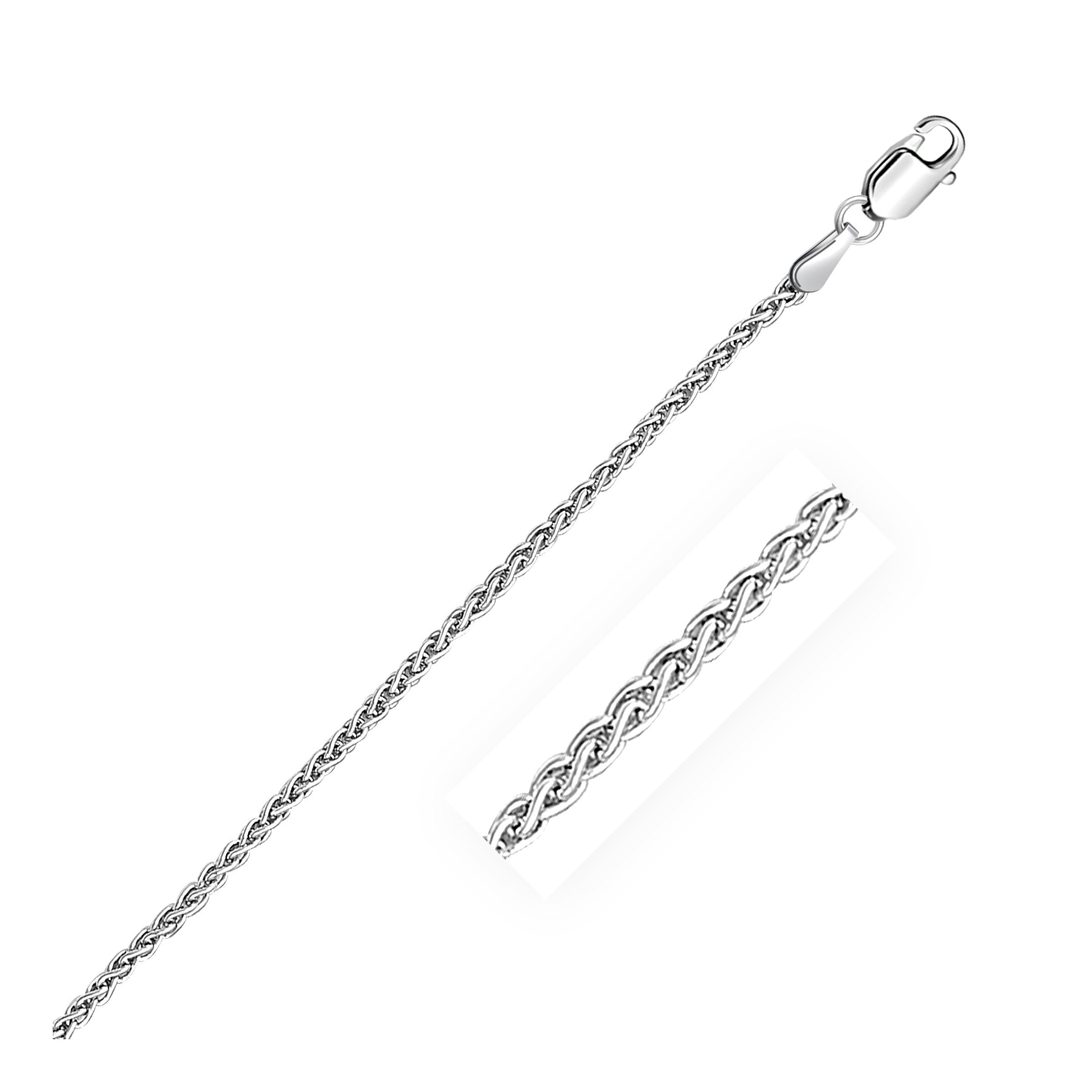 2.2mm Sterling Silver Rhodium Plated Wheat Chain by Bids.com