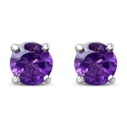 .925 Sterling Silver 3.5 MM Created Round Red Garnet Solitaire Stud Earrings by Bids.com